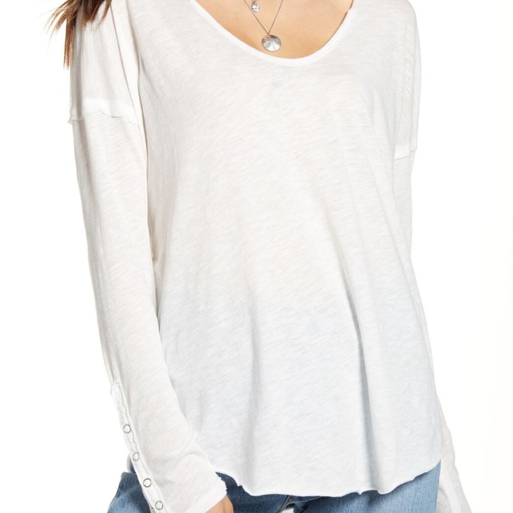 Free People We the Free Women's Sienna Snap Cuff Blend‎ Tee White Size X-Small